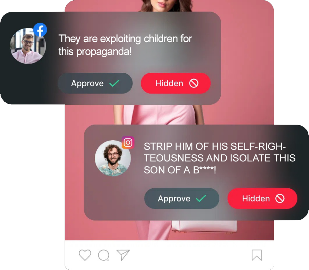 Content moderation using AI and human moderators